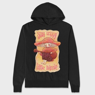 Hippie Mushroom Playing Guitar Stay Trippy, Hanorac Oversize Barbati (Unisex)