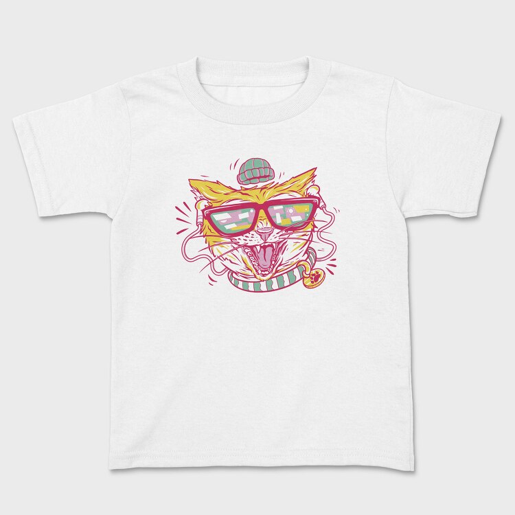 Hipster Gamer Cat, Tricou Copii