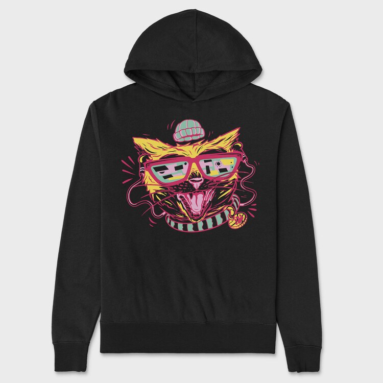 Hipster Gamer Cat, Hanorac Oversize Barbati (Unisex)