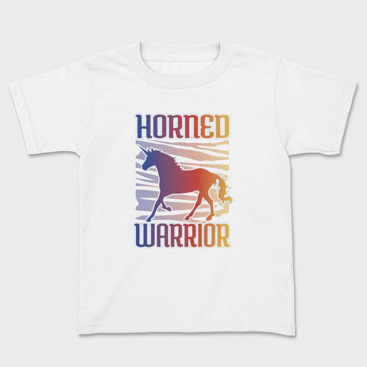 Horned Warrior Unicorn Animal Sunset, Tricou Copii