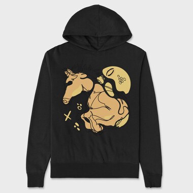 Horse Animal Continuous Line Jumping, Hanorac Oversize Barbati (Unisex)