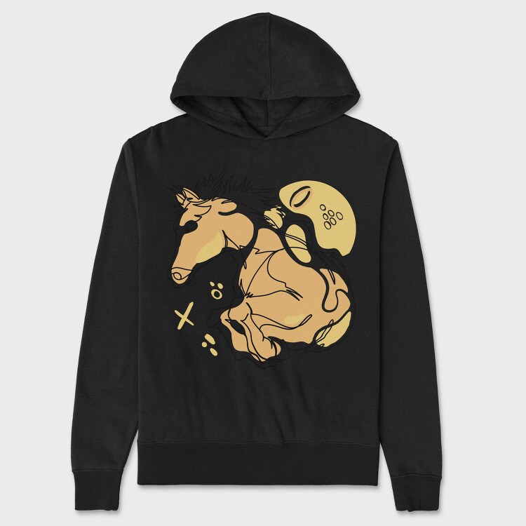 Horse Animal Continuous Line Jumping, Hanorac Oversize Barbati (Unisex)