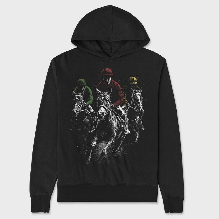 Horse Racing Action, Hanorac Oversize Barbati (Unisex)