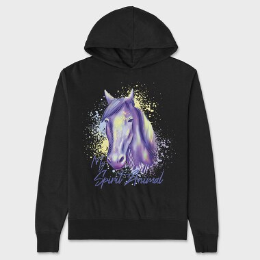 Horse Spirit Animal Watercolor, Hanorac Oversize Barbati (Unisex)