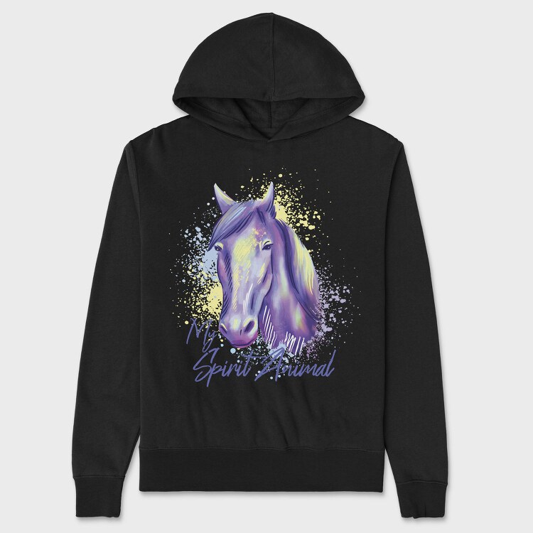 Horse Spirit Animal Watercolor, Hanorac Oversize Barbati (Unisex)