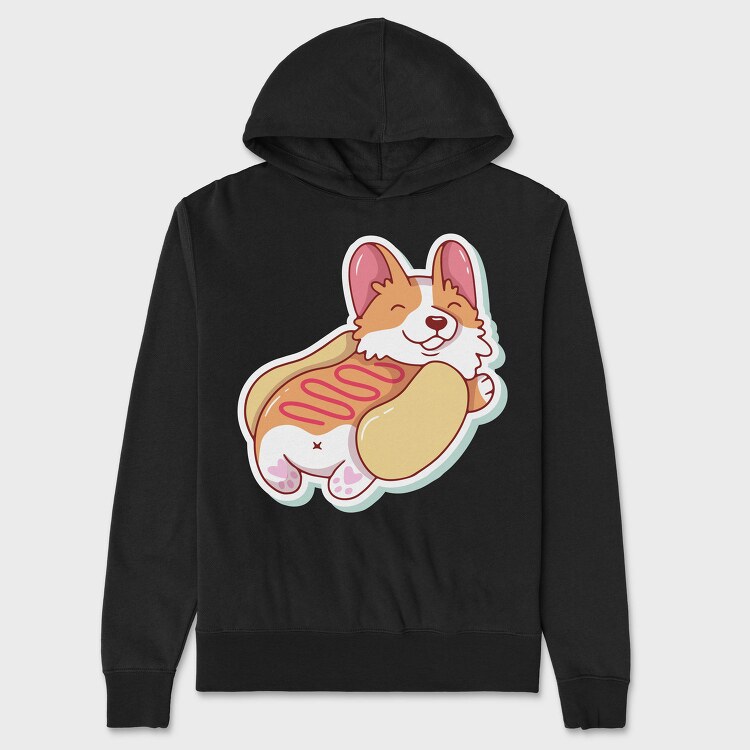 Hotdog Corgi, Hanorac Oversize Barbati (Unisex)