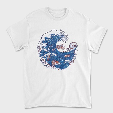 Wave With Koi Fishes, Tricou Barbati (Unisex)