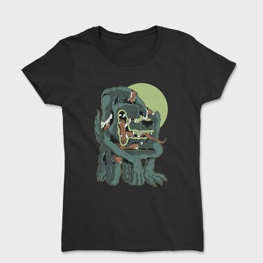 Werewolf Cartoon Halloween Wolf Moon, Tricou Femei