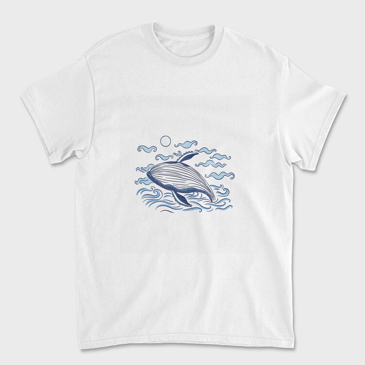 Whale Ocean Illustration, Tricou Barbati (Unisex)