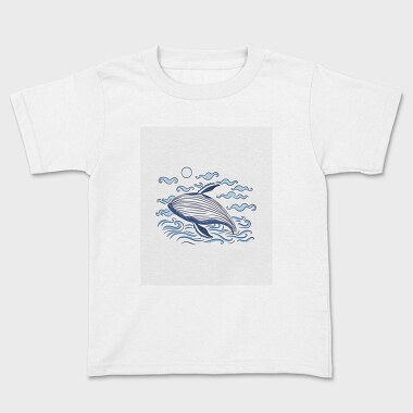 Whale Ocean Illustration, Tricou Copii