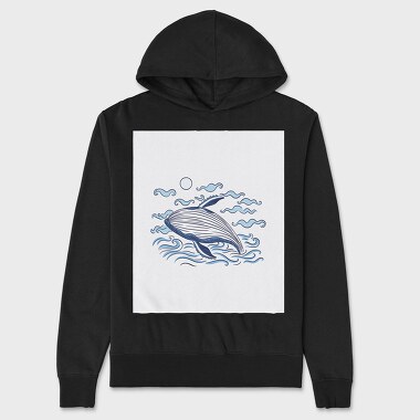 Whale Ocean Illustration, Hanorac Oversize Barbati (Unisex)