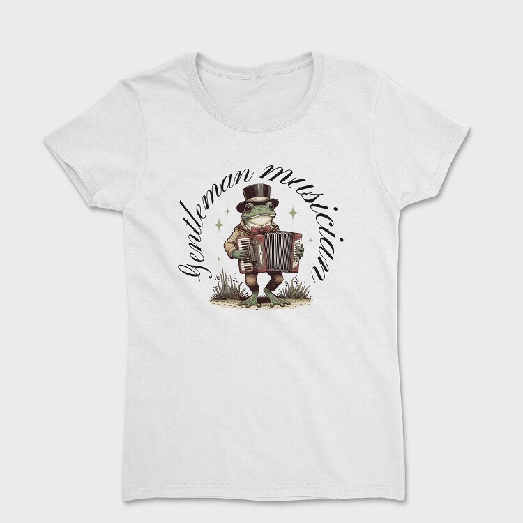 Whimsical Frog Gentleman Musician, Tricou Femei