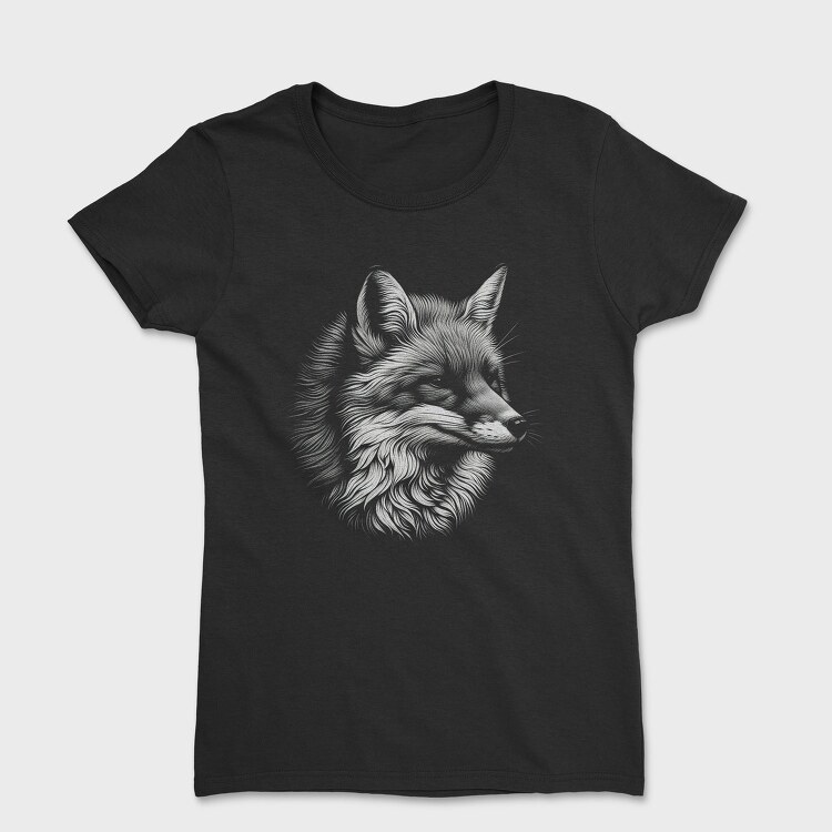 Wild Fox Monochromatic Portrait, Tricou Femei