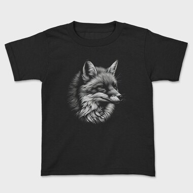 Wild Fox Monochromatic Portrait, Tricou Copii