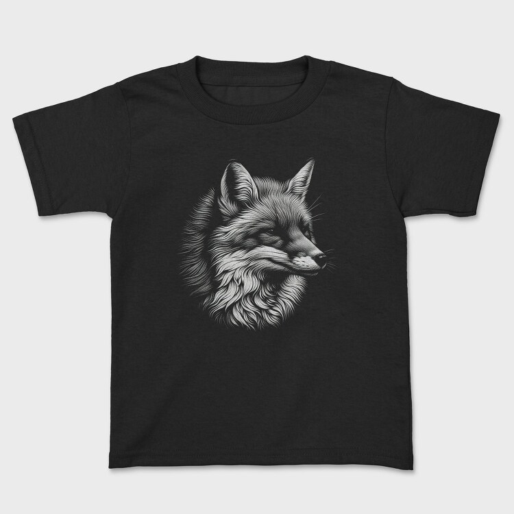 Wild Fox Monochromatic Portrait, Tricou Copii