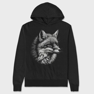 Wild Fox Monochromatic Portrait, Hanorac Oversize Barbati (Unisex)