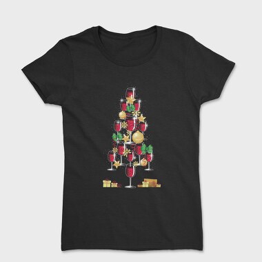 Wine Christmas Tree 001, Tricou Femei