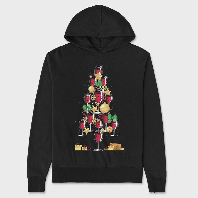 Wine Christmas Tree 001, Hanorac Oversize Barbati (Unisex)