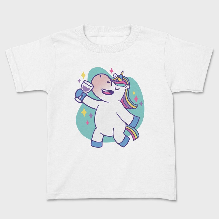 Wine Unicorn Cartoon Drinking, Tricou Copii
