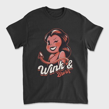 Winking Devil Pun Cartoon Girl Halloween, Tricou Barbati (Unisex)