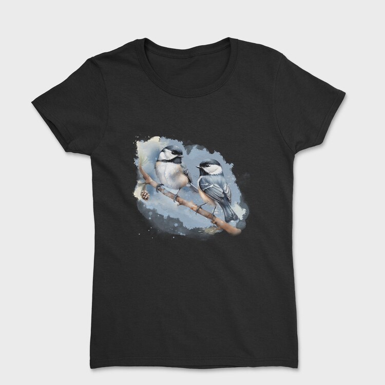 Winter Chickadee Birds, Tricou Femei