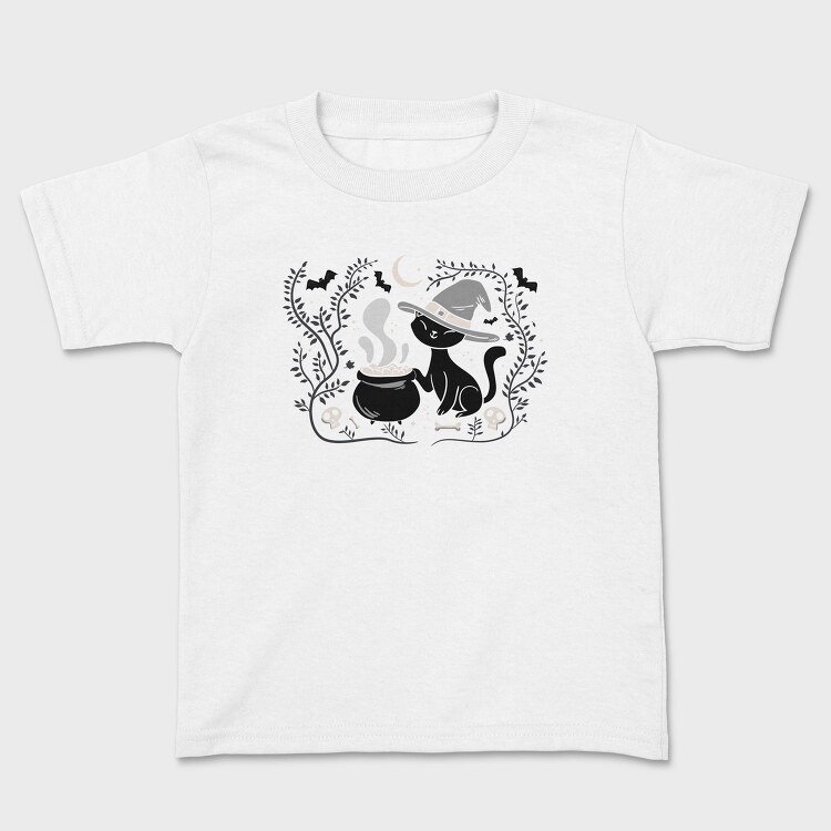 Witch Cat Halloween Illustration 3, Tricou Copii