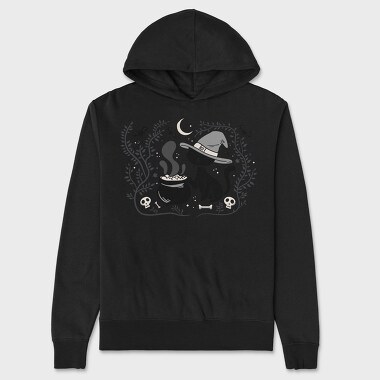 Witch Cat Halloween Illustration 3, Hanorac Oversize Barbati (Unisex)