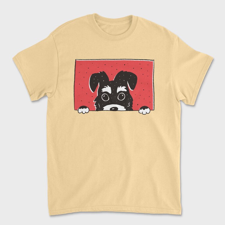 Peeking Schnauzer Dog, Tricou Barbati (Unisex)