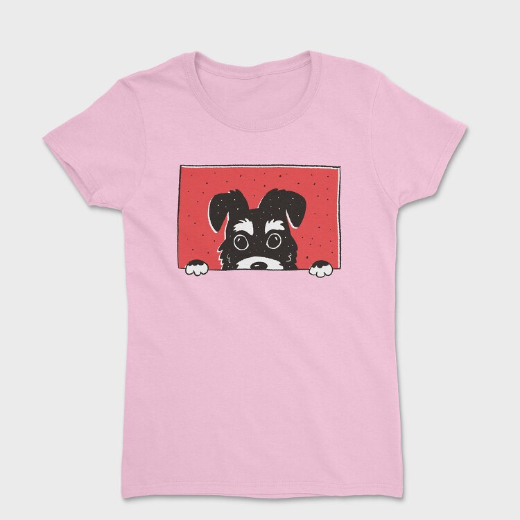 Peeking Schnauzer Dog, Tricou Femei