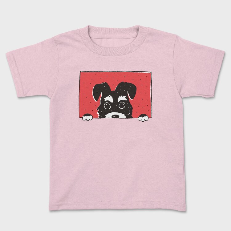 Peeking Schnauzer Dog, Tricou Copii