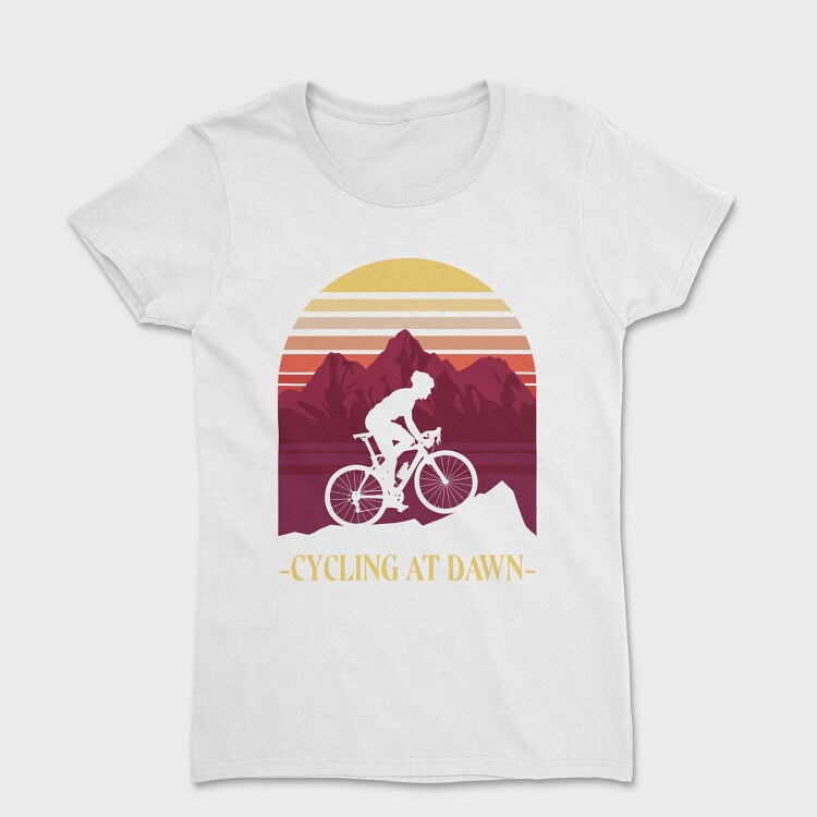 Person Cycling Retro Sunset Dawn, Tricou Femei