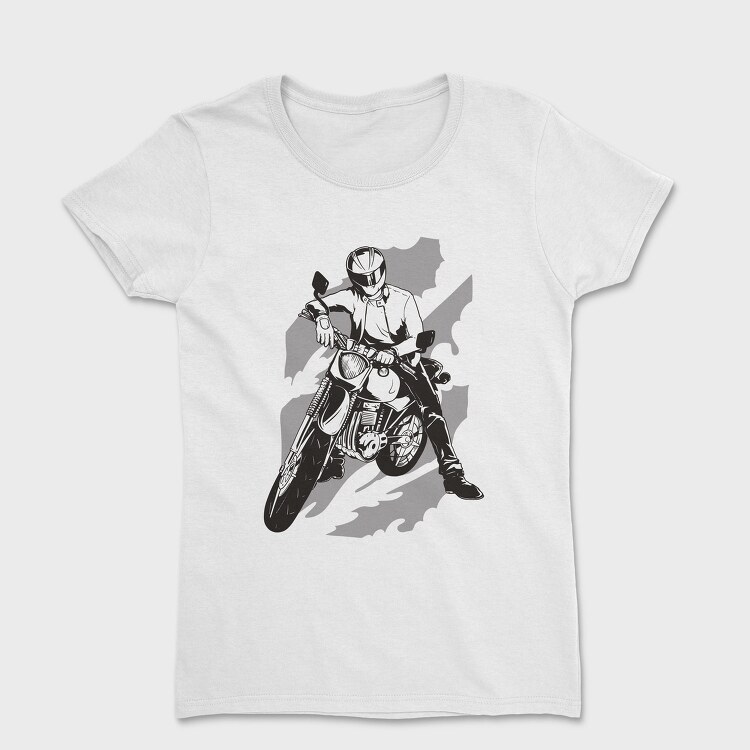 Person With Motorcycle Motorcyclist, Tricou Femei
