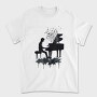 Piano Man Silhouette Grunge, Tricou Barbati (Unisex)