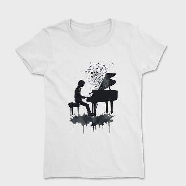Piano Man Silhouette Grunge, Tricou Femei