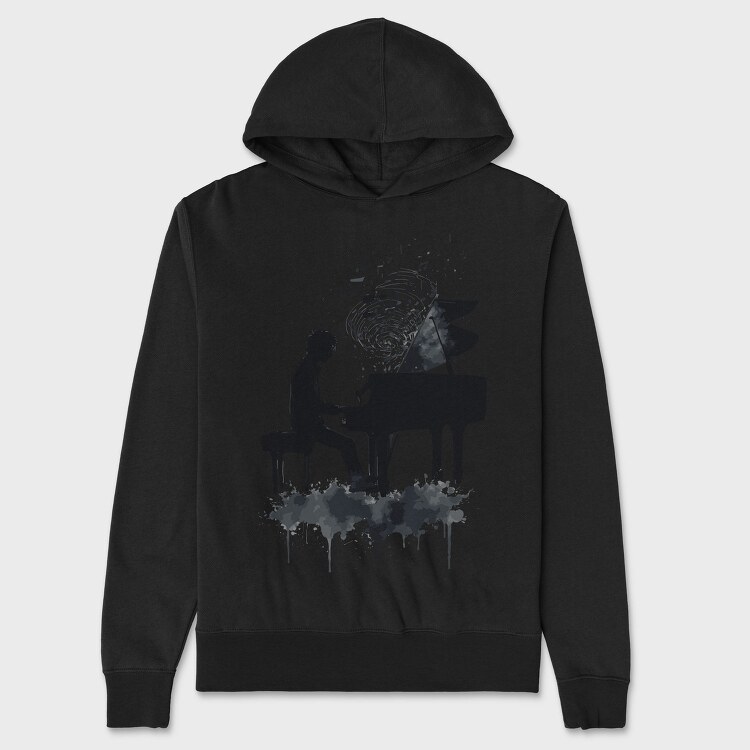 Piano Man Silhouette Grunge, Hanorac Oversize Barbati (Unisex)