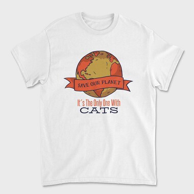 Save Earth Cat Funny Save Our Planet, Tricou Barbati (Unisex)
