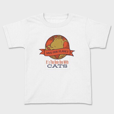 Save Earth Cat Funny Save Our Planet, Tricou Copii