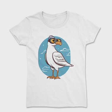 Seagull With Eyeglasses Character, Tricou Femei