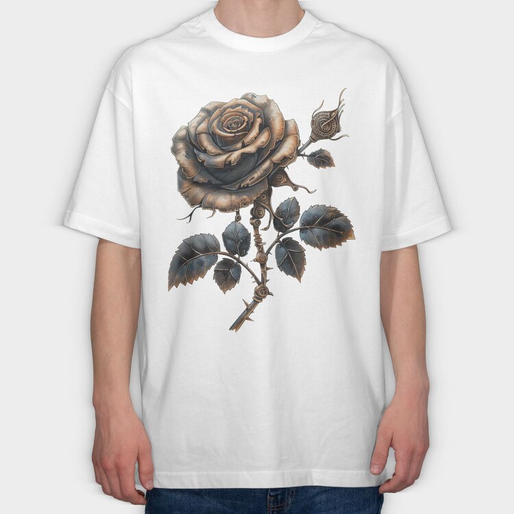 Steampunk Rose Gears, Tricou Oversize Barbati (Unisex)