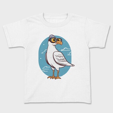 Seagull With Eyeglasses Character, Tricou Copii
