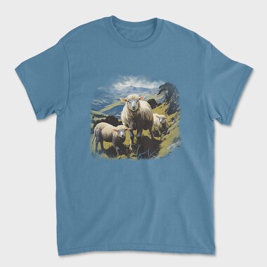 Sheep And Lambs Hillside, Tricou Barbati (Unisex)
