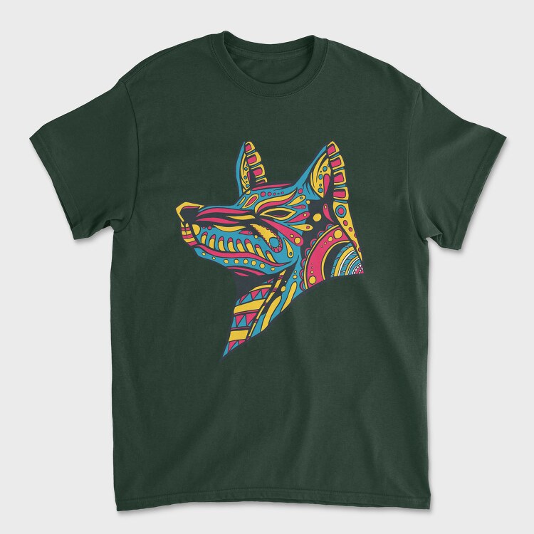 Huichol Colorful Wolf, Tricou Barbati (Unisex)