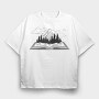 Mountain Book Landscape, Tricou Oversize Barbati (Unisex)