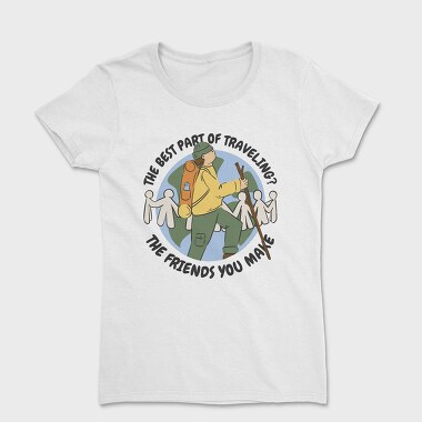 Man Hiking Over Planet Earth, Tricou Femei