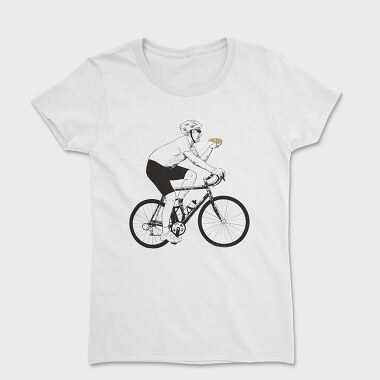 Man In Bicycle Eating Pizza Cyclist, Tricou Femei