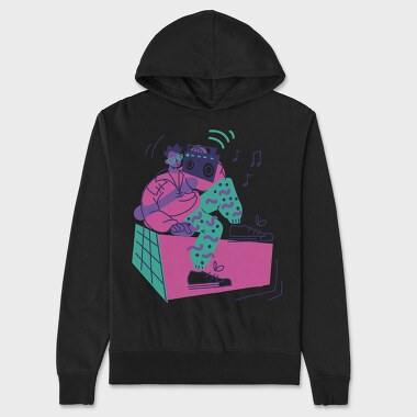 Man With Boombox Retro 80S Character, Hanorac Oversize Barbati (Unisex)