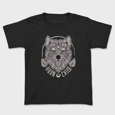 Mandala Wolf Moon Child Tote, Tricou Copii