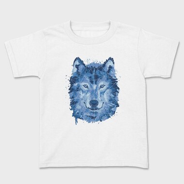 Wolf Animal Watercolor Polygon, Tricou Copii