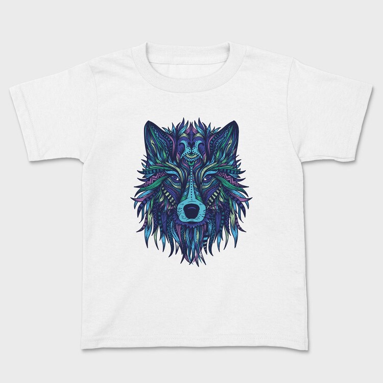 Wolf Illustration Color 001, Tricou Copii