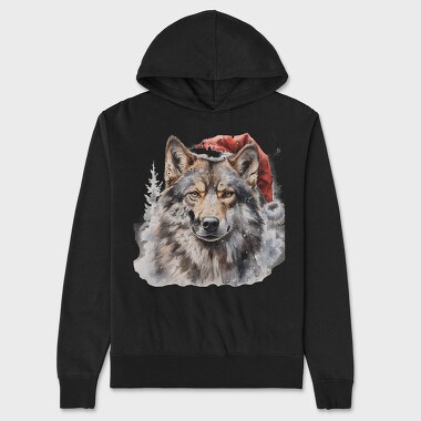 Wolf In Santa Hat Christmas Tote, Hanorac Oversize Barbati (Unisex)